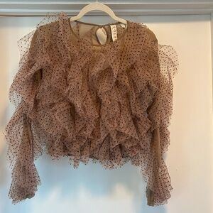 Anthropologie Dolan Left Coast Mesh Ruffle Top